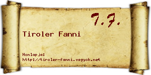 Tiroler Fanni névjegykártya